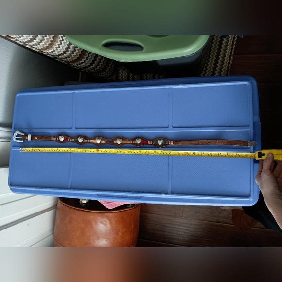 Vintage Brown Leather Belt with Embroidery And Silver Buckle - Picture 5 of 5